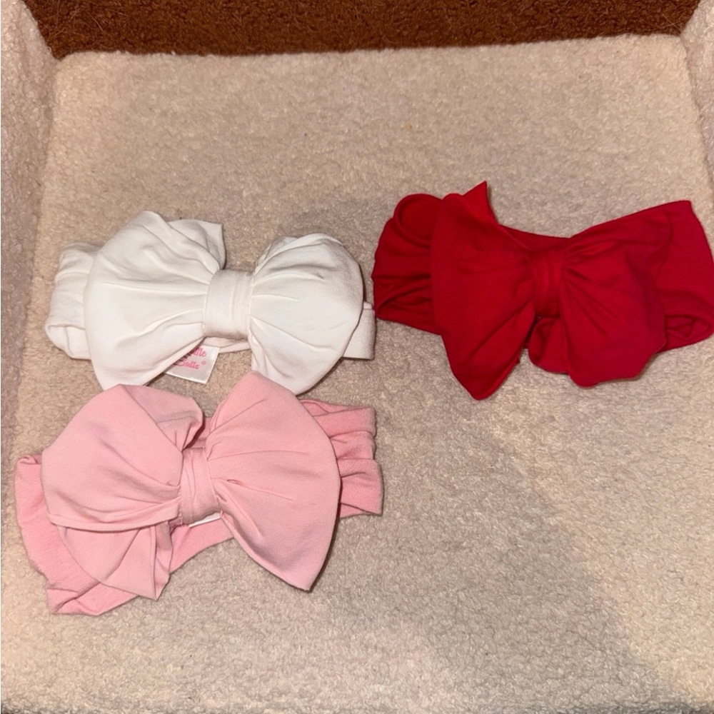 Ruffle Butts Headband Set - Red, White, and Pink